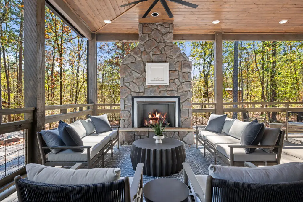 Fireplace at Tributary Lodge near Broken Bow Lake